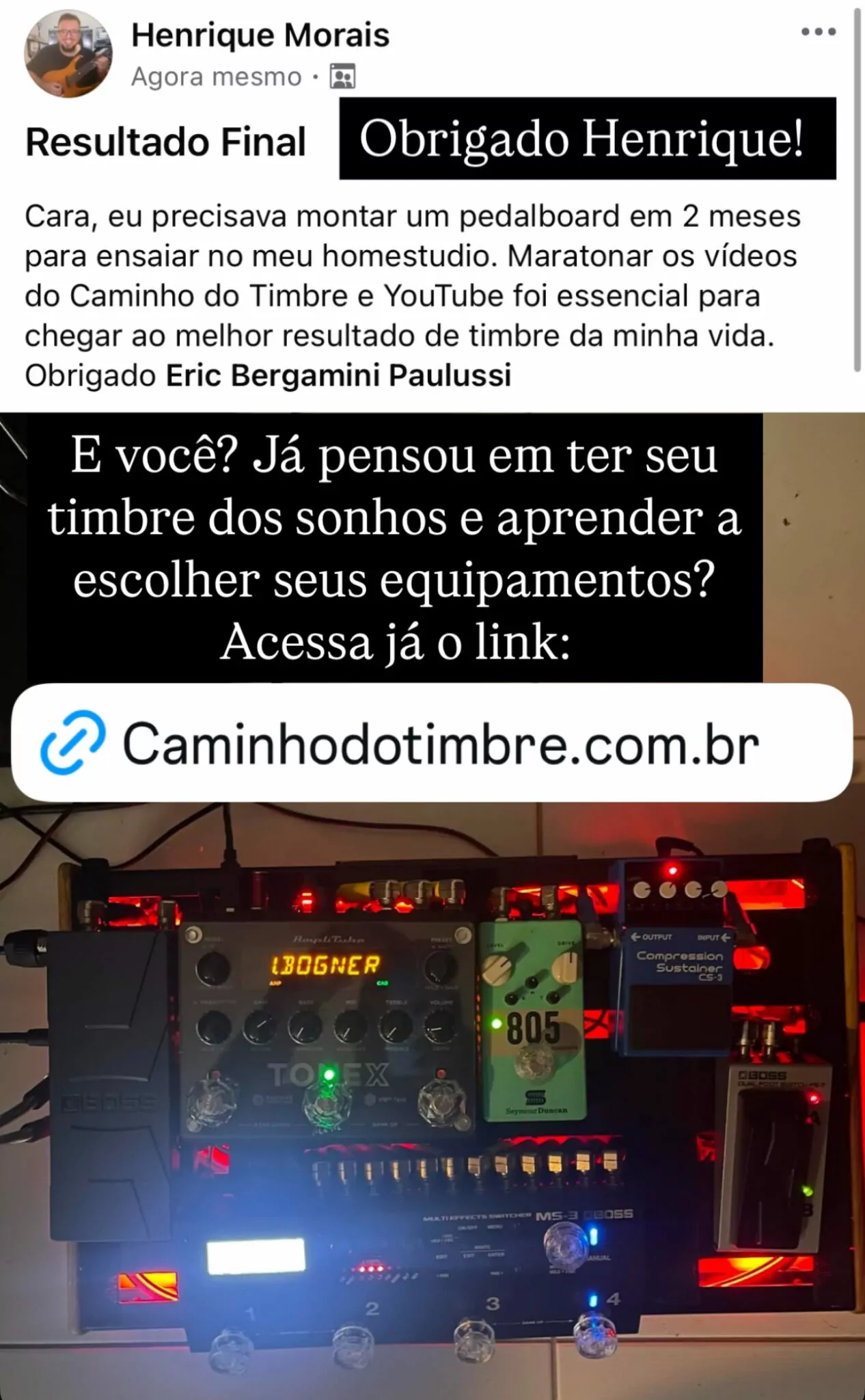 Print real de depoimento de aluno 16